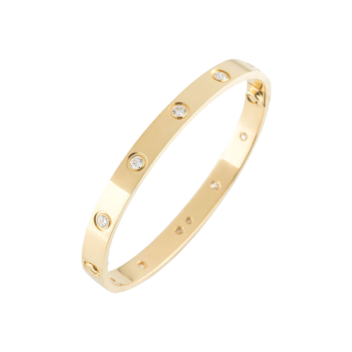 Cartier Yellow Gold Full Diamond Love Bracelet Size 17 B6040517 | Rich ...